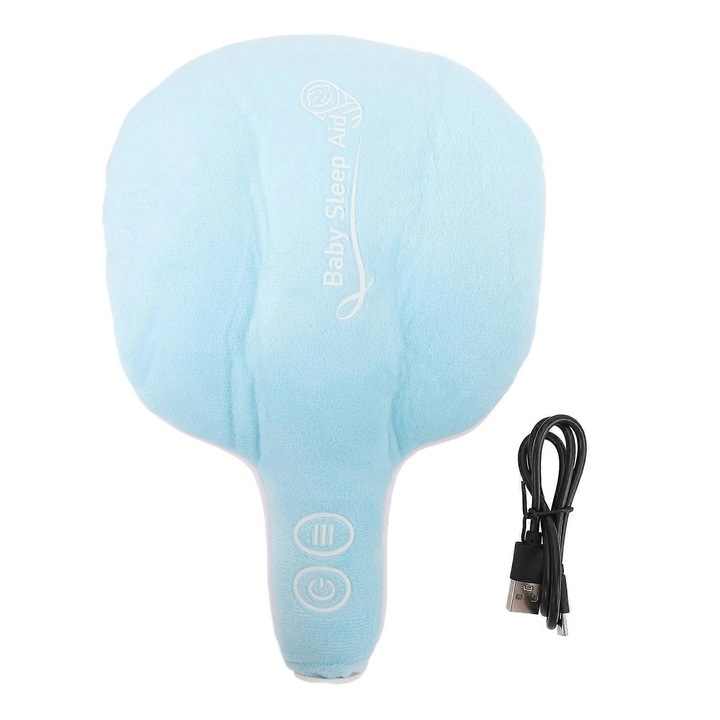 Saltea de masaj cu vibratii pentru bebe, 3 Setari de Vibratie, Portabil, USB Reincarcabil, 800mAh, albastru