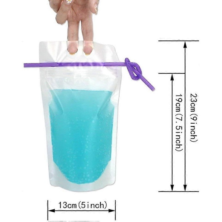 Set 20 pungi pentru bauturi cu pai, Transparent