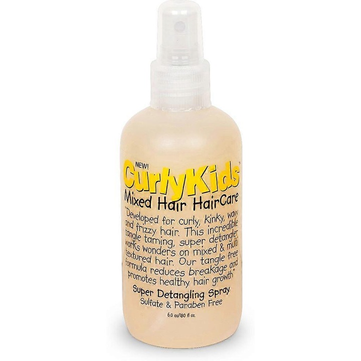 Spray detangling pentru par cret, Curly Kids, 6oz, fara petrolatum, fara sulfati