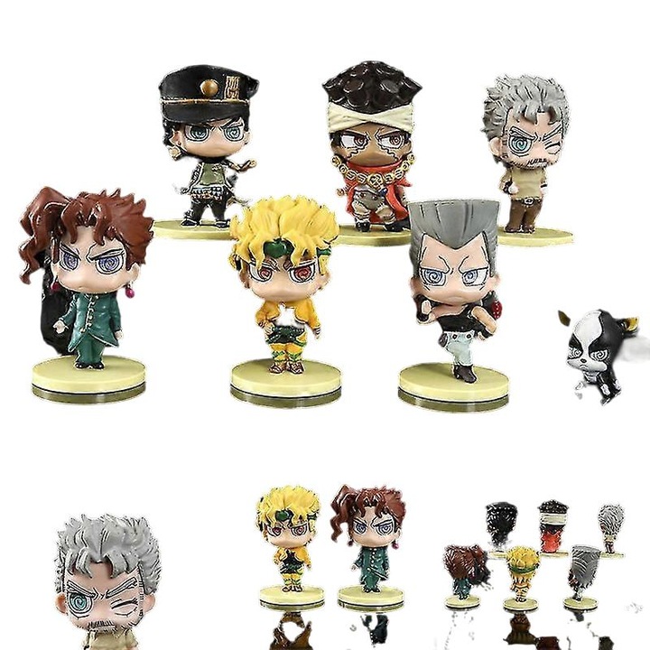 Set figurine Jojo's Bizarre Adventure, 7 piese, PVC, 8cm, multicolor