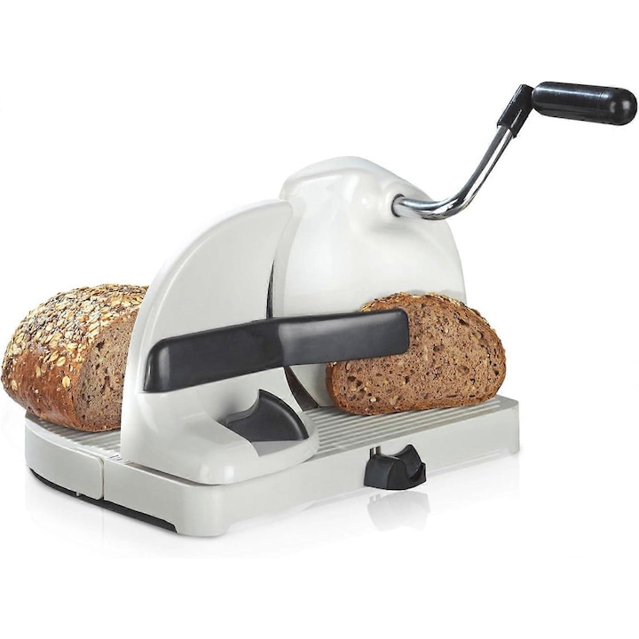 Feliator manual de paine, grosime felii ajustabila, lama inox, carcasa plastic, alb, 15cm