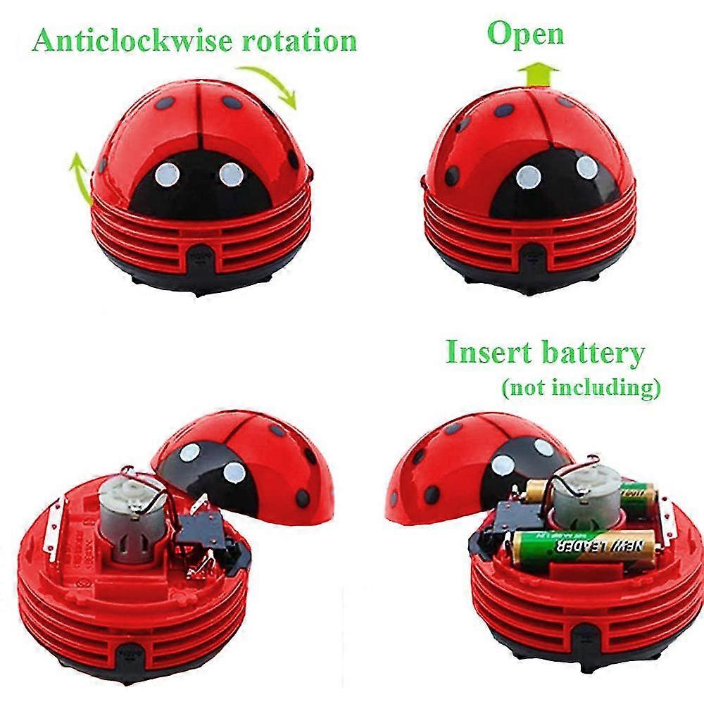 Aspirator mini portabil fara fir, design buburuza, rosu