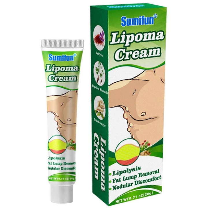 Lipóma eltávolító krém, 20g, 12.5x3x3cm, 13x3x3cm, 12.5x3x3cm, zöld, 1 db-os szett