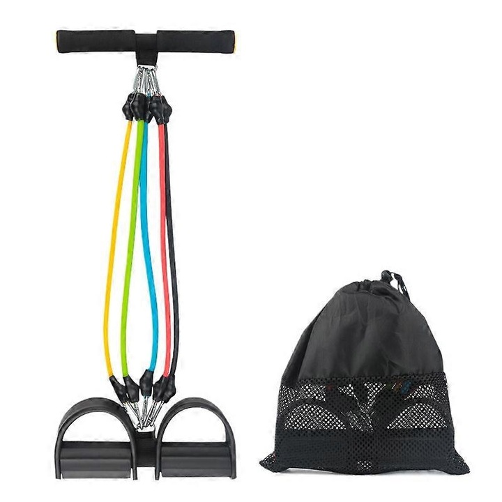 Комплект ластици с педали, регулируеми 10-30 lbs, за фитнес, многоцветни