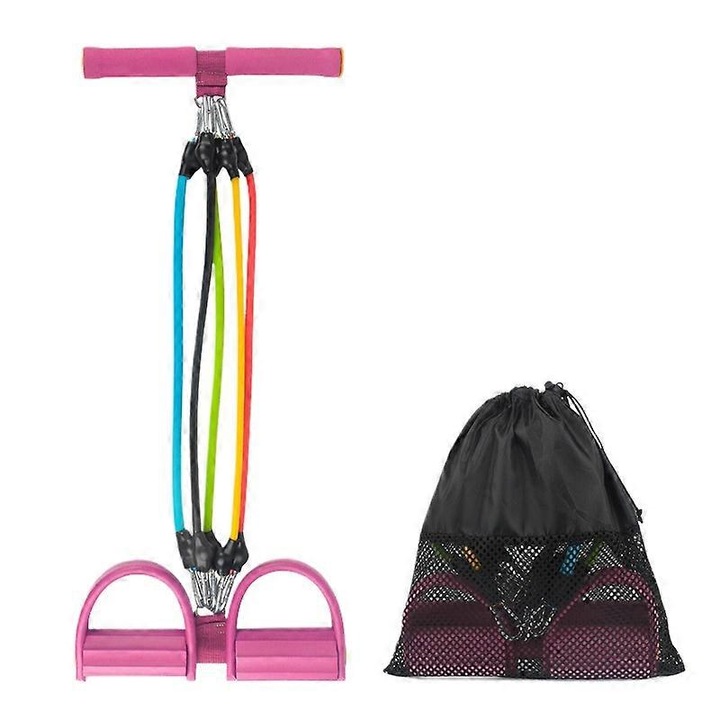 Ластик за съпротивление с педал, розов