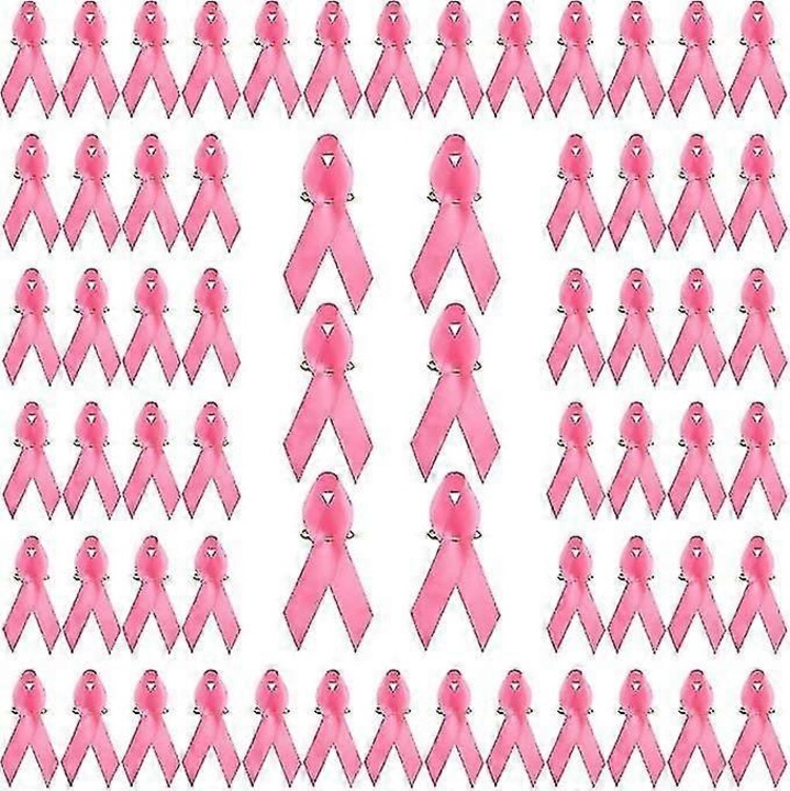 Set 200 brose cu ace de siguranta, panglica roz, 7.5x4cm