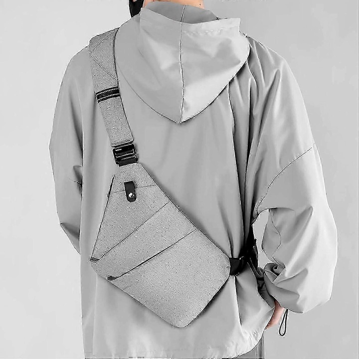 Geanta crossbody pentru femei, impermeabila, 600D Oxford, albastru deschis, cu compartimente RFID, sistem de organizare inteligent