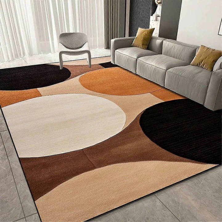 Covor geometric, 100x200cm, design moale, non-slip, pentru living sau dormitor