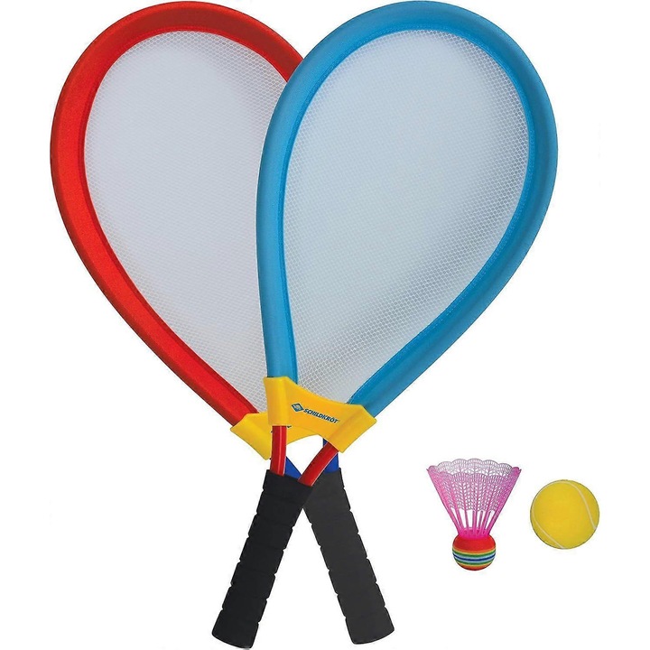 Set rachete gigant, 2 rachete badminton, minge moale, fluturas colorat, 62.5cm