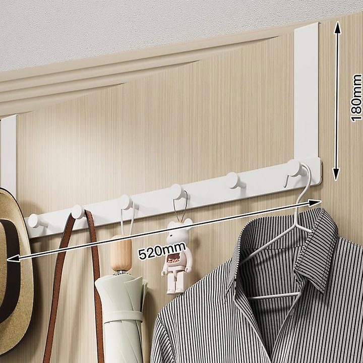 Cuiere, 7 carlige, aluminiu spatial, fara gaurire, design silentios