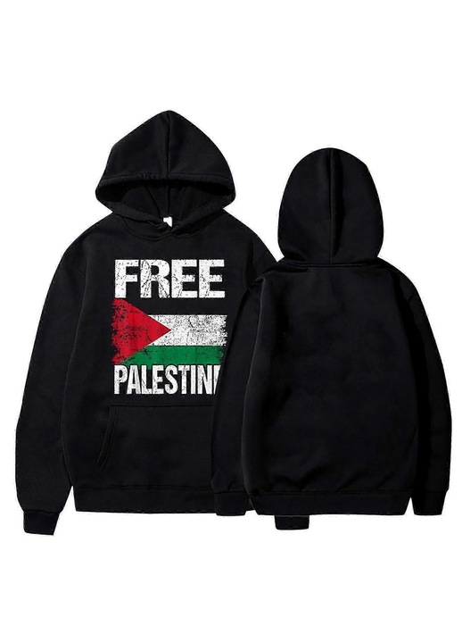 Суичър с качулка Palestine 7, черен, полиестер