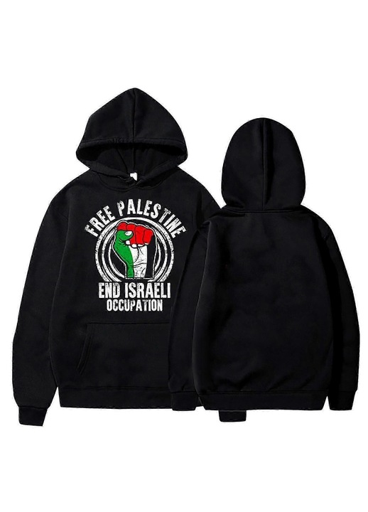 Суичър с качулка Palestine, Черен, Полиестер