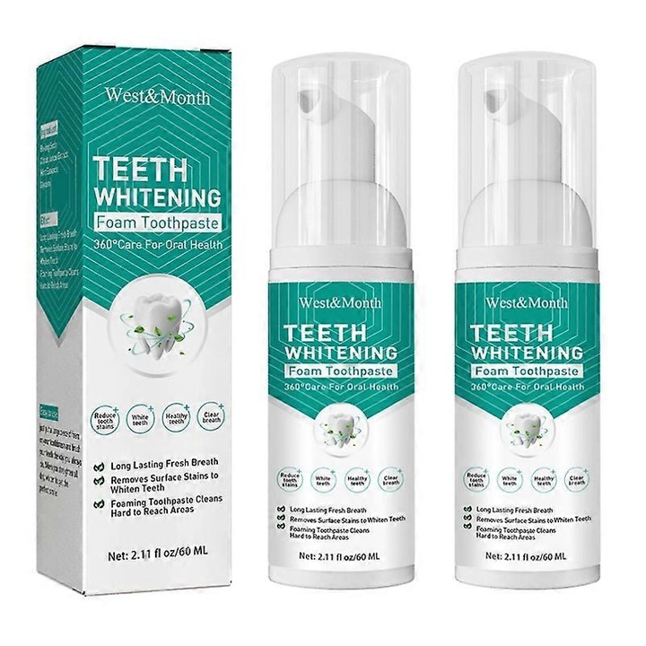 Fogkrém, West&Month, 60ml, tisztító és fehérítő, gyógynövénykivonatokkal, 2 darab