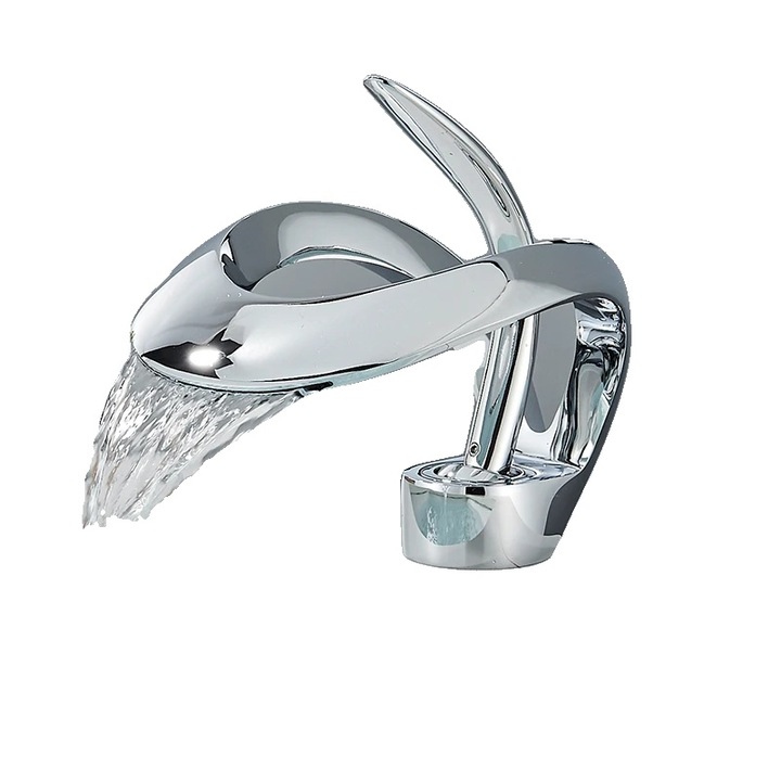 Fürdőszobai csaptelep, modern dizájn, króm, pultra szerelhető, egykaros