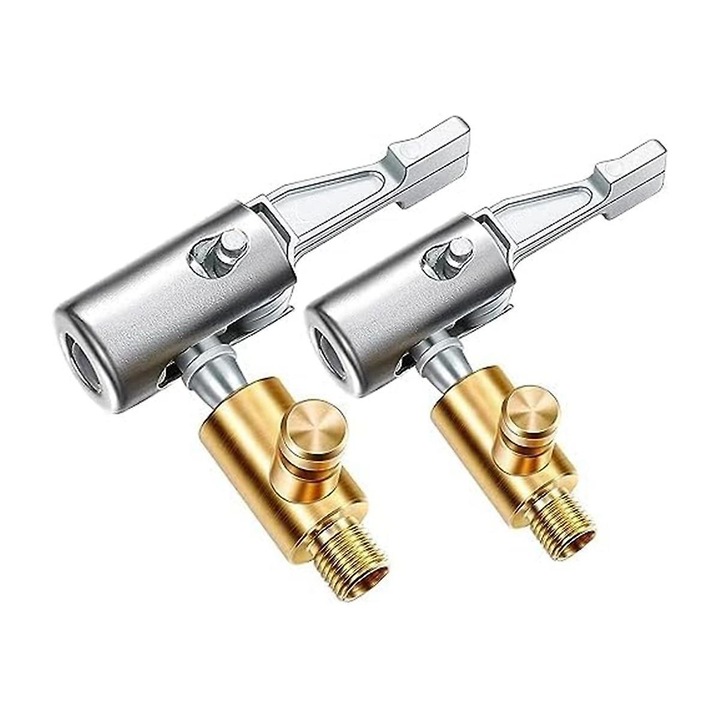Set 2 adaptoare pentru umflarea anvelopelor, metalice, cu supapa de eliberare, 8mm