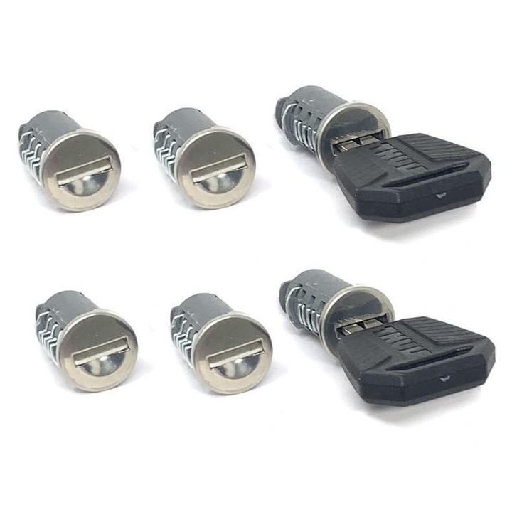 Set de 6 butuci si chei pentru Sistemul THULE One-Key 450600, destinat blocarii sistemelor de portbagaj Thule