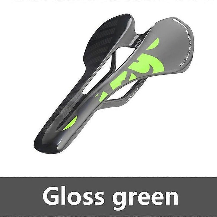 Седалка за велосипед, карбонова, модел ZD143, 115гр, 270x143мм, 7x9мм, черно зелено