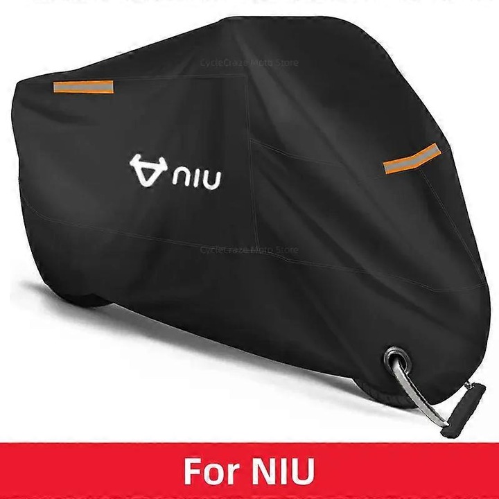 Husa pentru motocicleta Niu, impermeabila, protectie UV, pentru Niu N1 N1s M1 U1 M+ Ng Us U+ Uqi U+b, neagra, XL, 201-210cm
