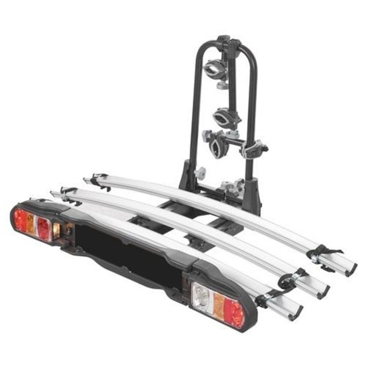 GREEN VALLEY Összecsukható, dönthető autós szállító 3 kerékpárhoz, kampós rögzítés, maximális teherbírás 60 kg, lámpacsatlakozás 13 pólusú aljzaton keresztül