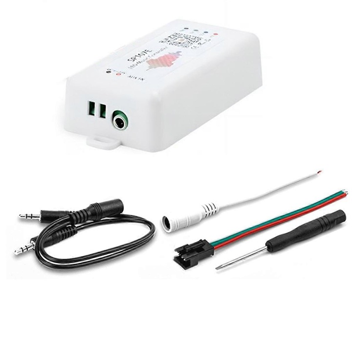 Kit controler muzical LED SP107E, 5V-24V, efecte muzicale, alb