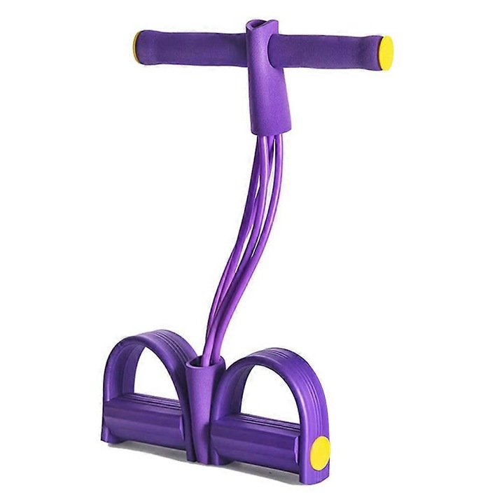 Set benzi elastice cu manere, multi-functionale, pentru exercitii acasa, antrenament abdomene, violet