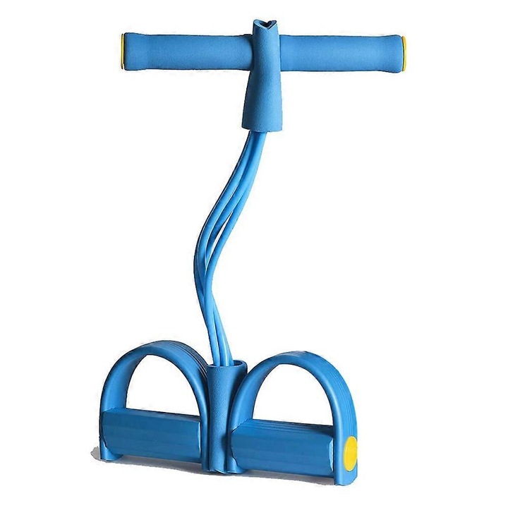 Set benzi elastice cu manere, multi-functionale, pentru exercitii acasa, antrenament abdomene, albastru