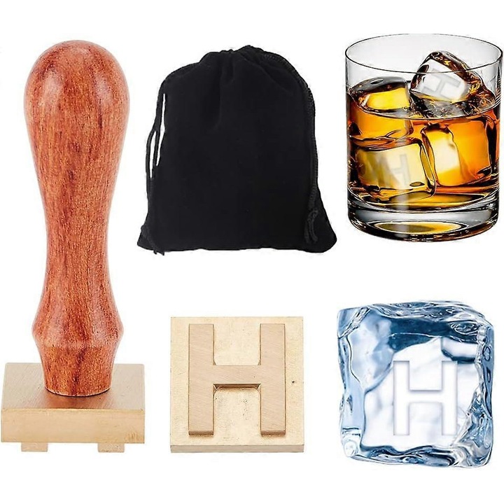 Форма за лед буква H, 1.2 инча, за коктейли и уиски напитки, комплект форми за кубчета лед