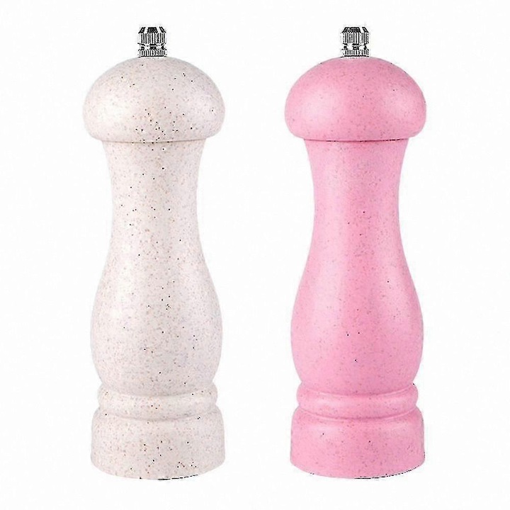 Set rasnite si dozatoare condimente, Oak, alb-roz, cu setari de macinare ajustabile