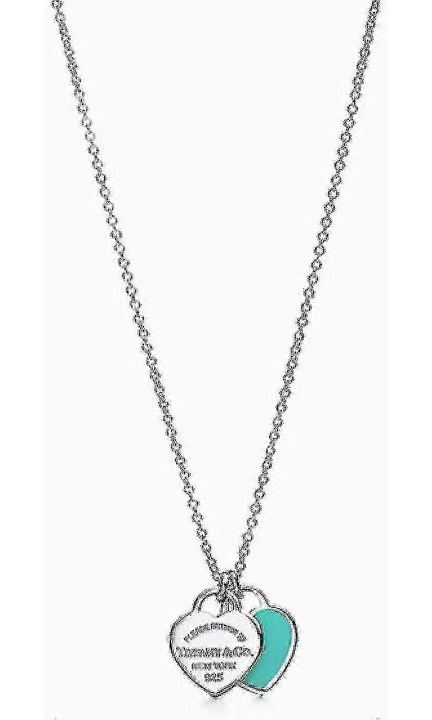 Colier din argint 925 cu pandantiv dublu emailat, design romantic, 50cm