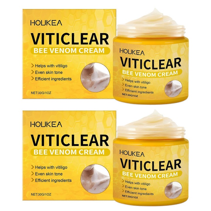 Crema anti-vitiligo, Houkea 2 bucati, pentru pete de leucoderma, design portabil, 30g