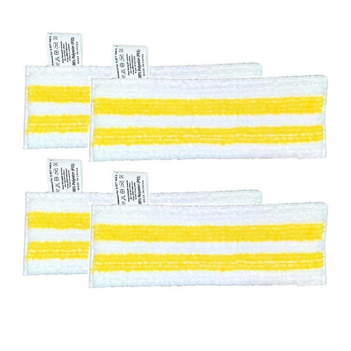 Set 4 lavete din microfibra pentru curatarea podelelor, alb+galben, 350x120x10mm