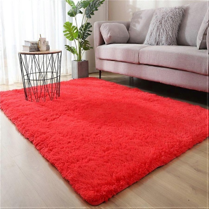 Covoare din poliester, set covoare pufoase, multicolor, 80x160cm