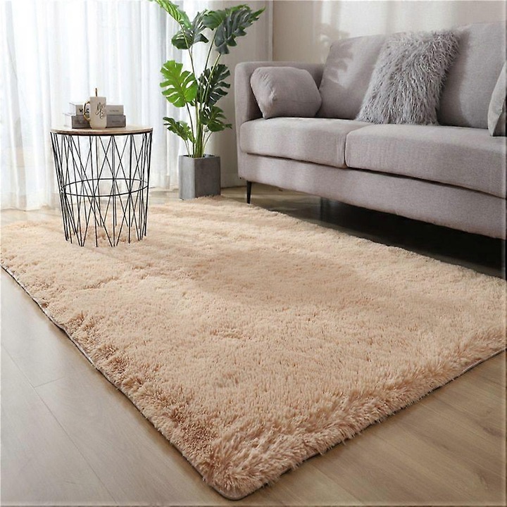 Covoare din poliester, Culoare bej deschis, Dimensiune 100x160cm, Set de 1 bucata