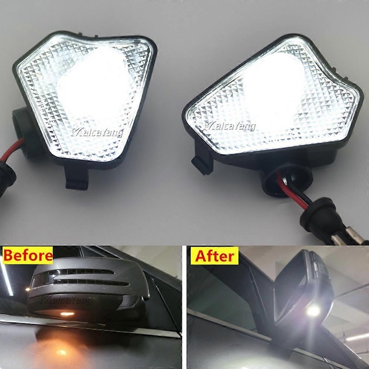 Set 2 Proiectoare LED Sub Oglinda pentru Mercedes, 6000K, rezistente la intemperii