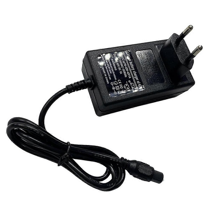 Incarcator electric 42V 1A pentru trotinete, interfata 3 pini, culoare neagra, plug UK/EU