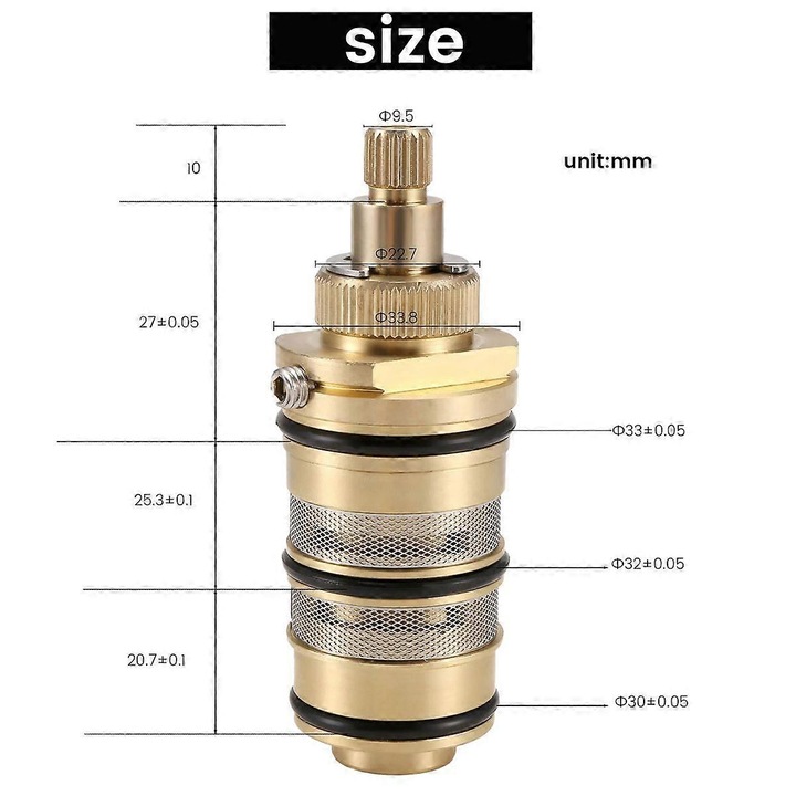 Ventil termostatic de inlocuire, set pentru mixer de dus, culoare auriu
