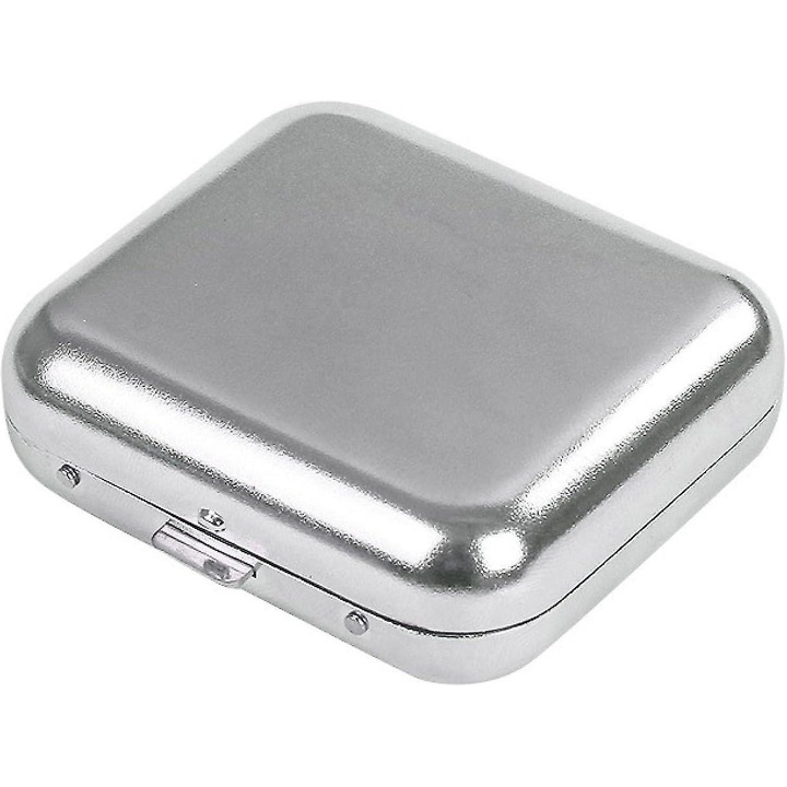 Scrumiera portabila din metal, design compact, rezistent la vant, 5.9x5.4x2cm, argintie