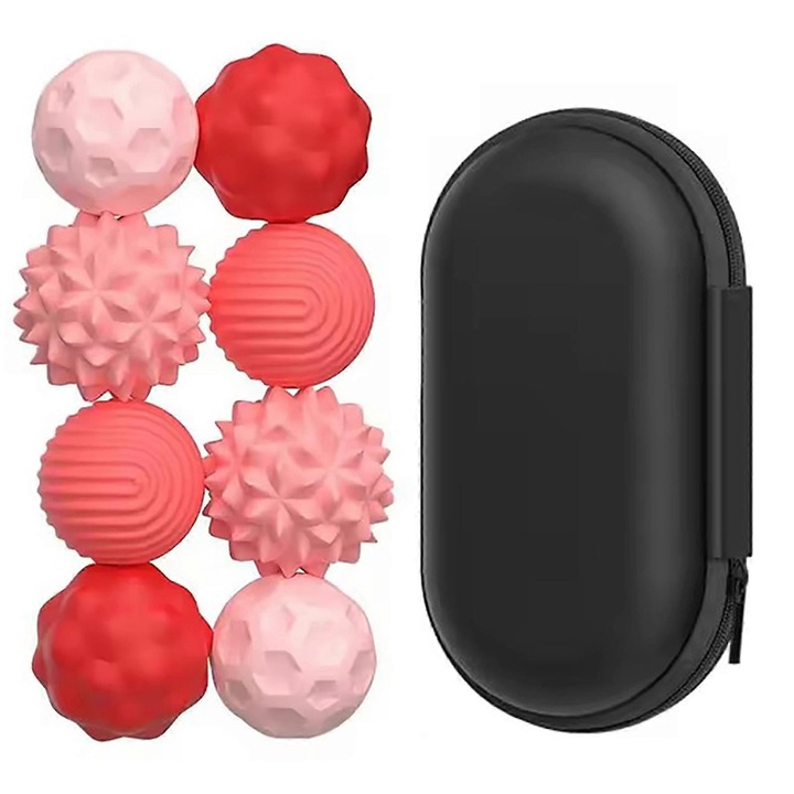 Set de mingi magnetice din silicon, 8 bucati, roz, pentru reducerea stresului