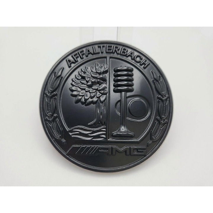 Mercedes AMG kerek embléma, 65 mm, fekete, matrica, készlet