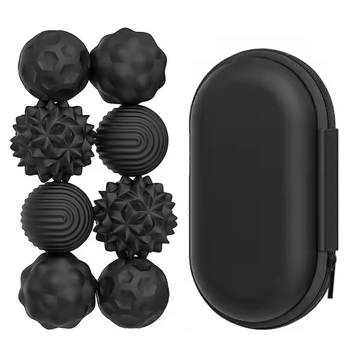 Set de mingi magnetice din silicon, 8 bucati, pentru reducerea stresului, negru