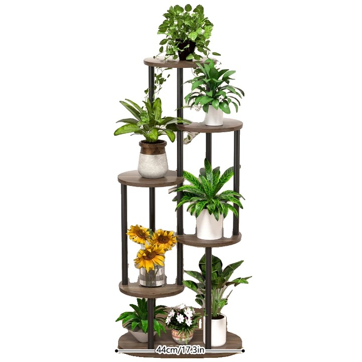 Suport pentru plante, 6 niveluri, metal durabil, negru