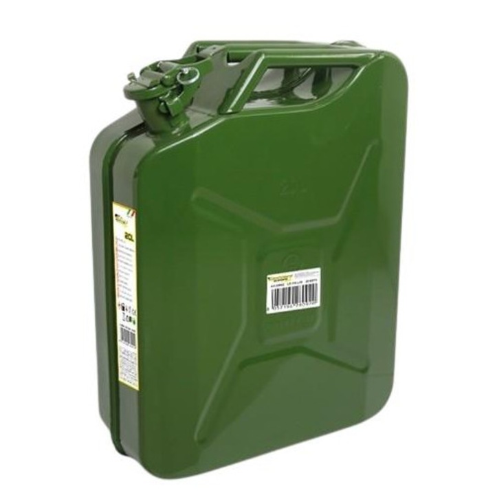 Canistra metalica BOTTARI 28092, capacitate 20 litri, culoare verde, fabricata din otel laminat la rece