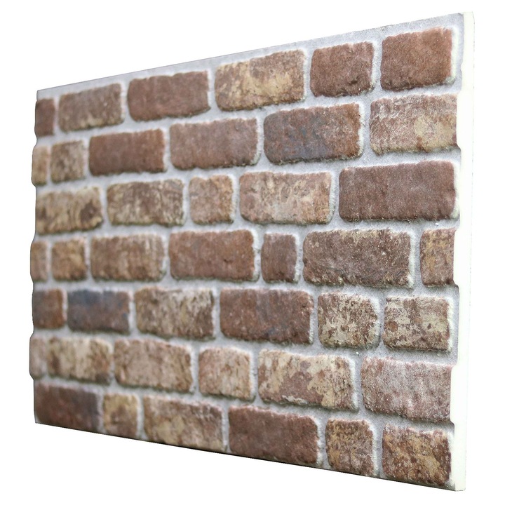 Placa decorativa QHome caramida aparenta 3D, polistiren, 120x50x2cm