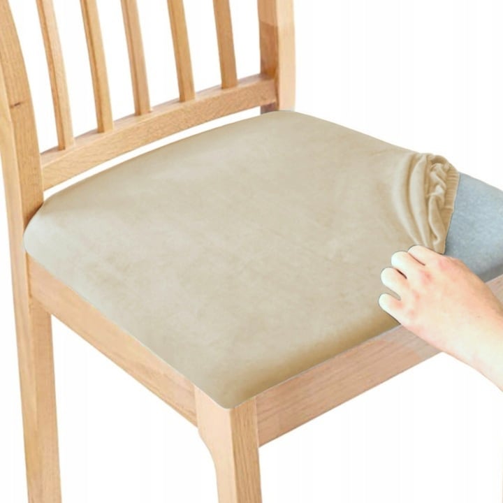 Husa pentru Sezut De Scaun, HomeDesign, Imitatie De Velur, Elastic, Bej, 40x40cm