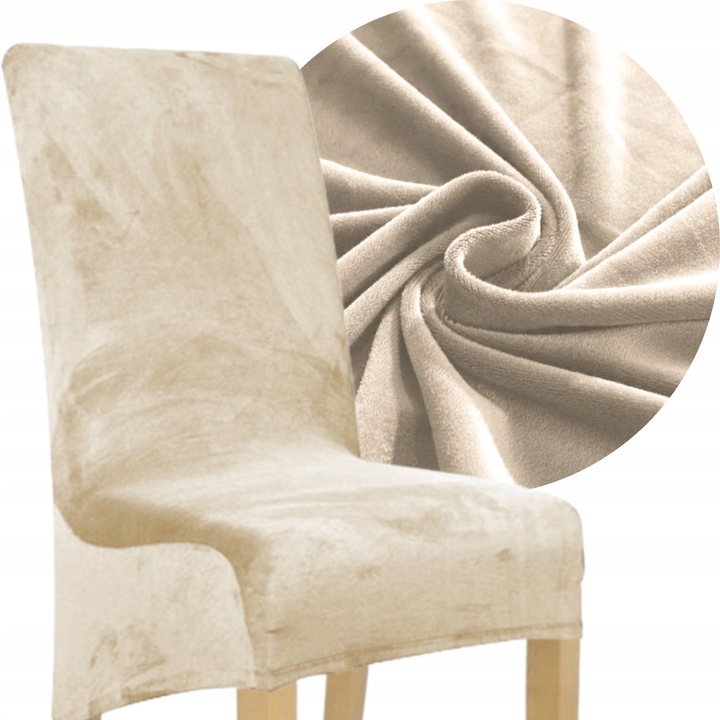 Husa pentru scaun HomeDesign, Imitatie de Catifea, Bej Cashmere, 80cm x 80cm x 55cm