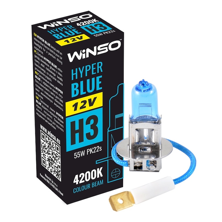 Winso Hyper Blue H3 izzó - Halogén 12V, 55W PK22s 4200K