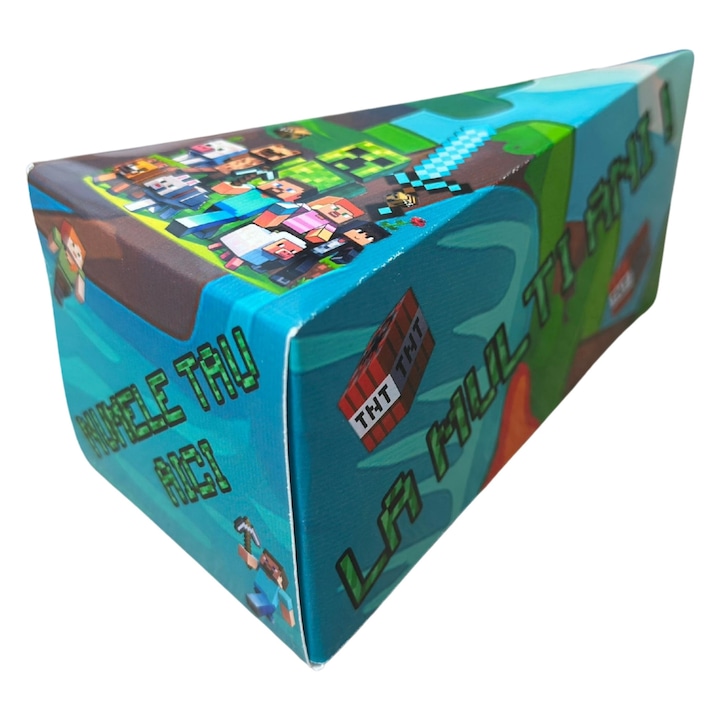 Cutie Felie Tort Model Minecraft, Carton Lucios, Petreceri Copii, Ambalaj Cadou