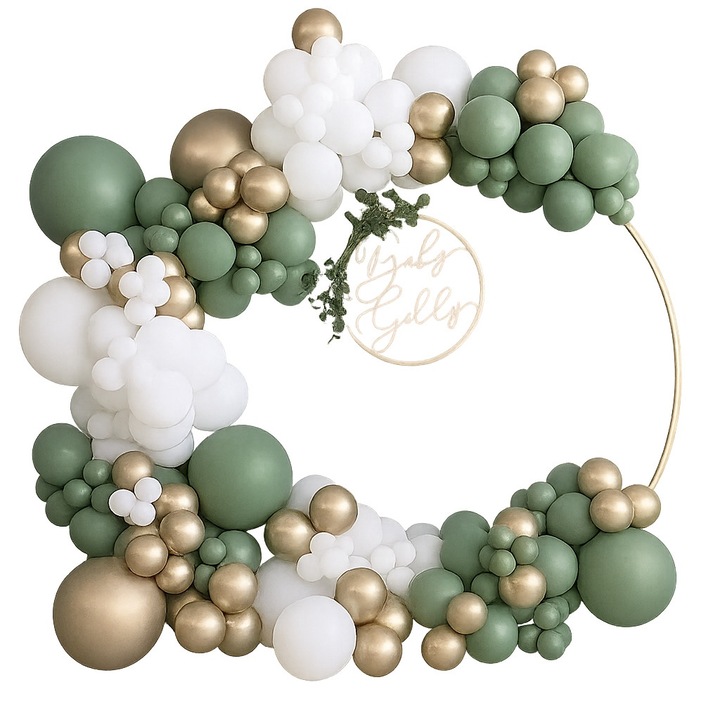 Lufi girland, 137 db, univerzális színek, könnyű összeszerelés, dekorációs készlet esküvőre, keresztelőre, születésnapra, többszínű, a készlet tartalma: 137 lufi, szalag, összeszerelési útmutató, latex, fólia, dekoráció