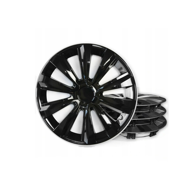 Capace de roata, Delta, 16 inch, 4 bucati, negre, set, plastic