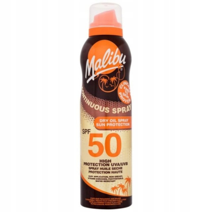 Spray ulei uscat Malibu SPF50, rezistent la apă, 175 ml, unisex